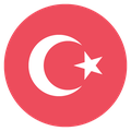 Small circular country flag icon of Turkey