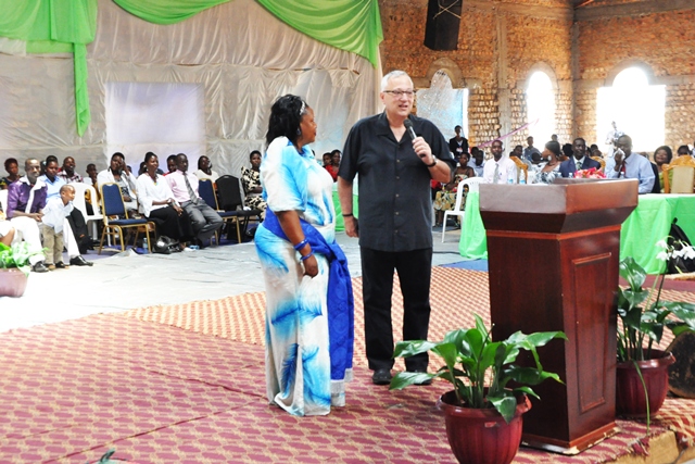 Vernon Brewer and Evah at Saint's Gate Church in Katwe, Uganda
