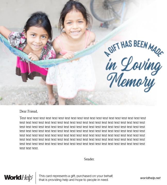 Gift card option for In Memory Of