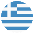 Small circular country flag icon of greece