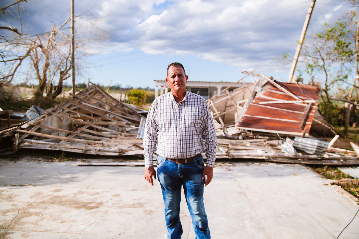 man begins to rebuild after hurricane