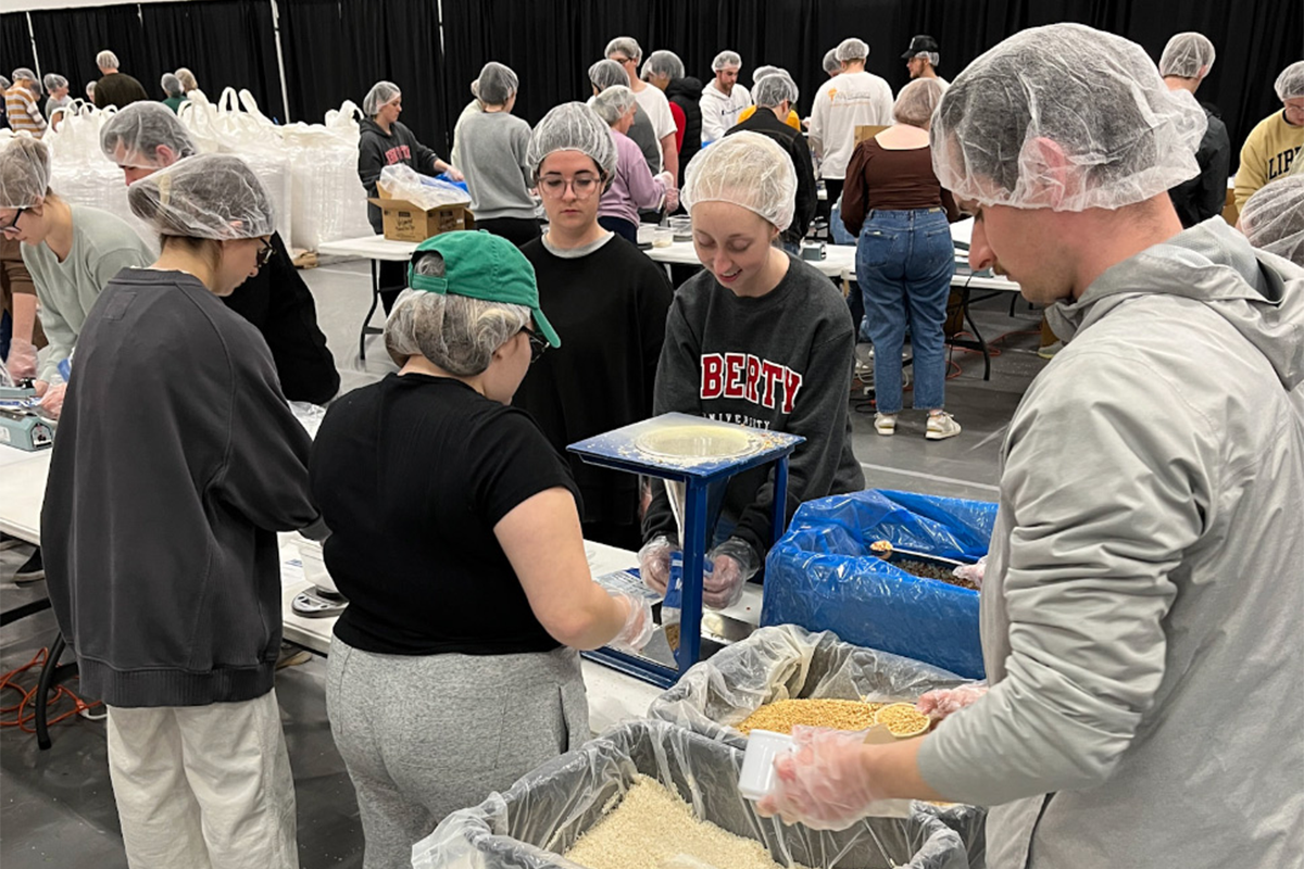 Over 1,500 volunteers came out to pack meals for Ukraine